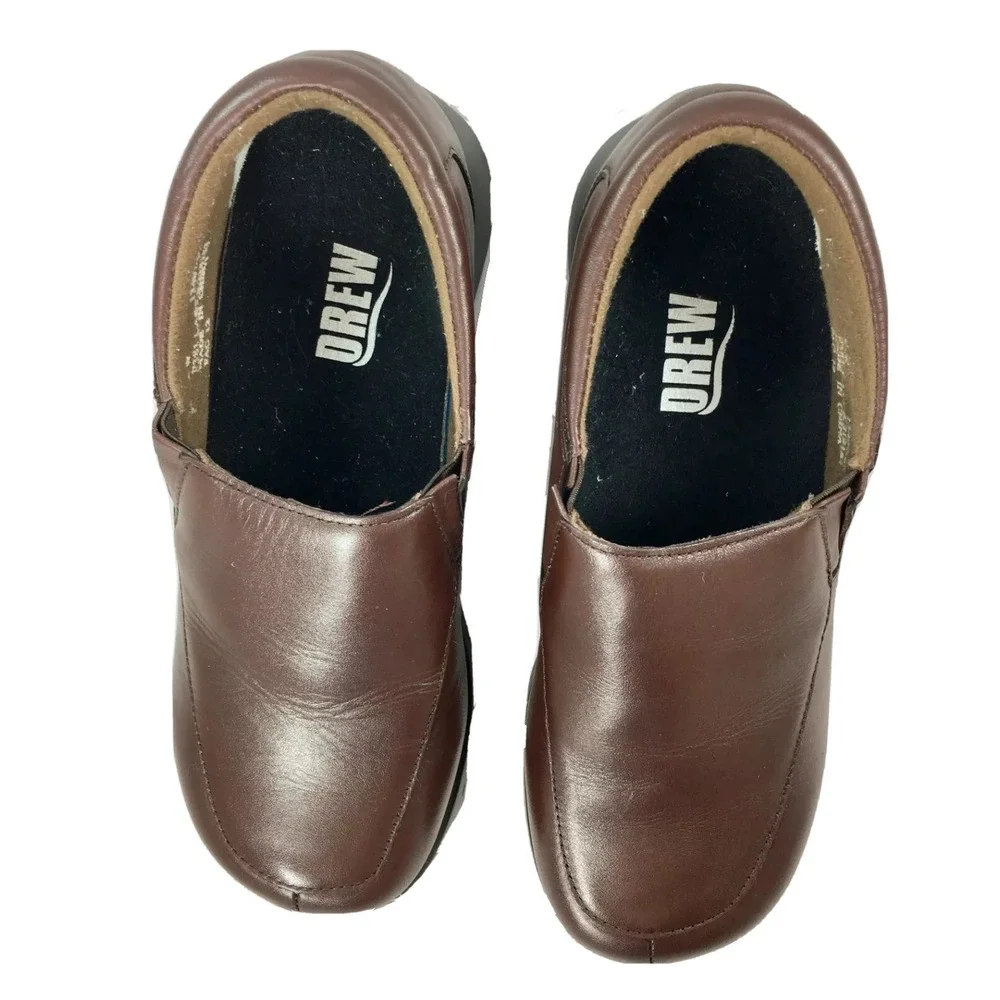 Drew Comfort Slip On Flat Shoes Jessie‎ Chestnut Brown Calf Leather Womens 6 W